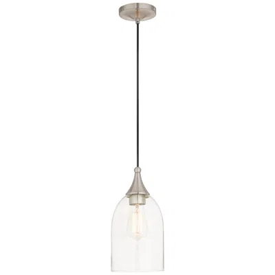 Livex Lighting Lived Lighting Art Glass 6 1/4" Nickel And Clear Glass Mini Pendant