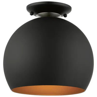 Livex Lighting Livex 10" Wide Modern Dome Black Semi-flush Mount Ceiling Light