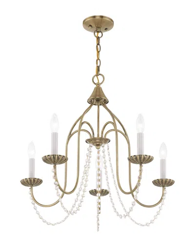 Livex Lighting Livex Alessia 5 Light Antique Brass Chandelier In Gold