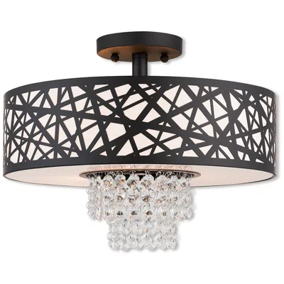 Livex Lighting Livex Allendale 15" Wide Bronze 3-light Drum Ceiling Light