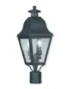 Livex Lighting Livex Amwell 2-light Black Outdoor Post Lantern In Gray