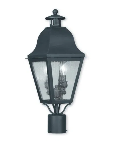 Livex Lighting Livex Amwell 2-light Black Outdoor Post Lantern In Gray
