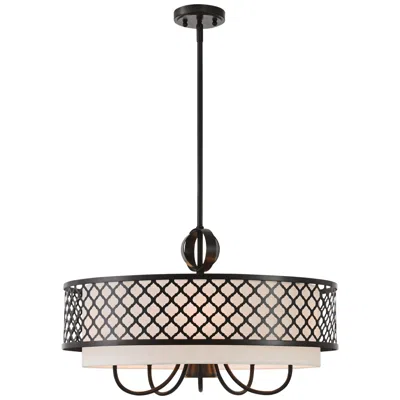 Livex Lighting Livex Arabesque 24" Wide English Bronze Drum Pendant With Downlight