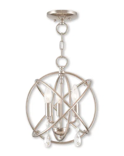 Livex Lighting Livex Aria 3-light Pn Mini Chandelier/ceiling Mount In Metallic