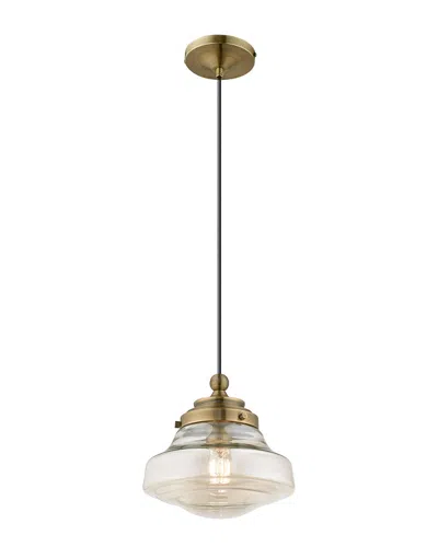 Livex Lighting Livex Art Glass 1 Lt Antique Brass Mini Pendant
