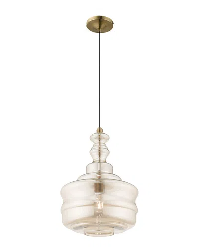 Livex Lighting Livex Art Glass 1 Lt Antique Brass Mini Pendant
