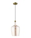Livex Lighting Livex Art Glass 1 Lt Antique Brass Mini Pendant