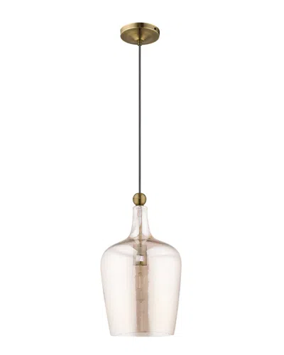 Livex Lighting Livex Art Glass 1 Lt Antique Brass Mini Pendant