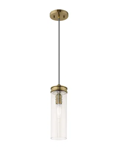 Livex Lighting Livex Art Glass 1 Lt Antique Brass Mini Pendant