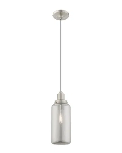 Livex Lighting Livex Art Glass 1 Lt Brushed Nickel Mini Pendant In Silver