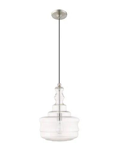 Livex Lighting Livex Art Glass 1 Lt Brushed Nickel Mini Pendant In White