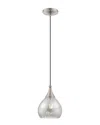 Livex Lighting Livex Art Glass 1 Lt Brushed Nickel Mini Pendant