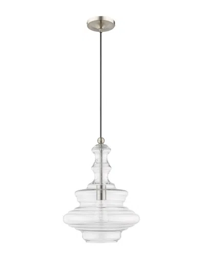 Livex Lighting Livex Art Glass 1 Lt Brushed Nickel Mini Pendant