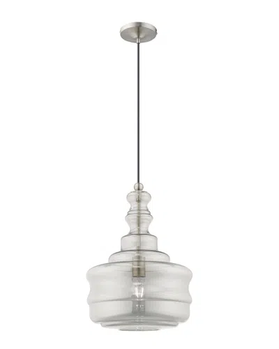 Livex Lighting Livex Art Glass 1 Lt Brushed Nickel Mini Pendant