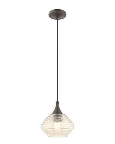Livex Lighting Livex Art Glass 1 Lt English Bronze Mini Pendant