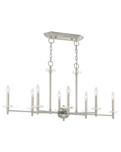 Livex Lighting Livex Bancroft 8 Light Brushed Nickel Linear Chandelier In Silver