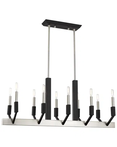 Livex Lighting Livex Beckett 10 Light Brushed Nickel & Black Linear Chandelier