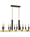 Livex Lighting Livex Beckett 10 Light Satin Brass & Bronze Linear Chandelier