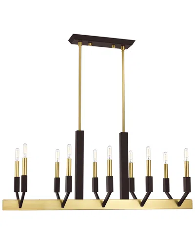 Livex Lighting Livex Beckett 10 Light Satin Brass & Bronze Linear Chandelier