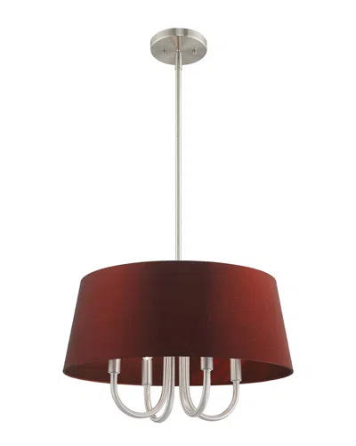 Livex Lighting Livex Belclaire 4 Lt Brushed Nickel Pendant Chandelier In Red