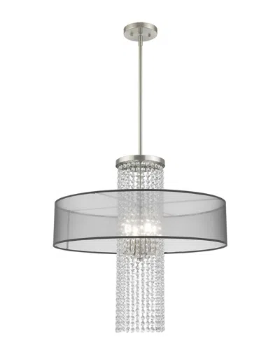 Livex Lighting Livex Bella Vista 4 Lt Brushed Nickel Pendant Chandelier In Blue