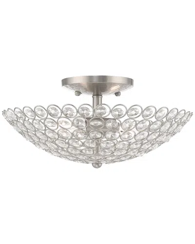 Livex Lighting Livex Cassandra 2 Lt Brushed Nickel Ceiling Mount In White