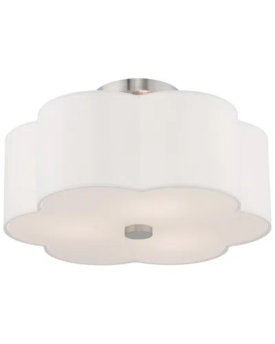 Livex Lighting Livex Chelsea 3 Light Brushed Nickel Ceiling Mount In White