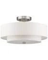 Livex Lighting Livex Claremont 3-light Brushed Nickel Ceiling Mount In White