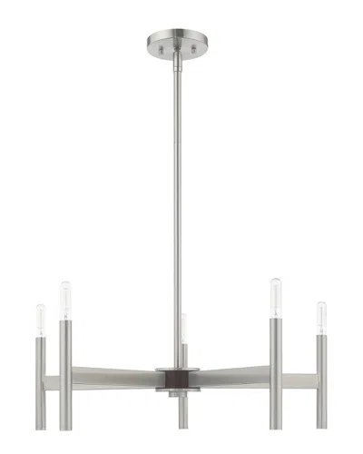 Livex Lighting Livex Copenhagen 5 Light Brushed Nickel Chandelier In Gray