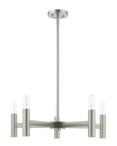 Livex Lighting Livex Copenhagen 5 Lt Brushed Nickel Chandelier In Silver