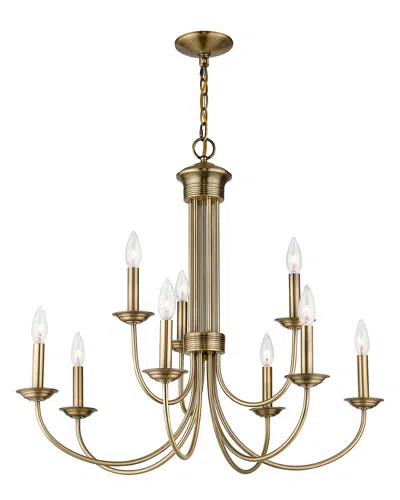 Livex Lighting Livex Estate 9 Light Ab Chandelier In Brown