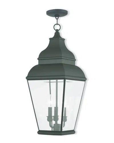 Livex Lighting Livex Exeter 3-light Black Outdoor Chain Lantern In Green