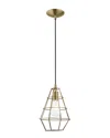 Livex Lighting Livex Geometric Shade 1 Lt Antique Brass Mini Pendant In Gold