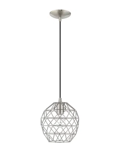 Livex Lighting Livex Geometric Shade 1 Lt Brushed Nickel Mini Pendant In Silver