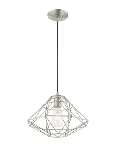 Livex Lighting Livex Geometric Shade 1 Lt Brushed Nickel Mini Pendant In Gray