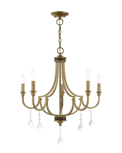 Livex Lighting Livex Glendale 5 Light Antique Brass Chandelier In Brown