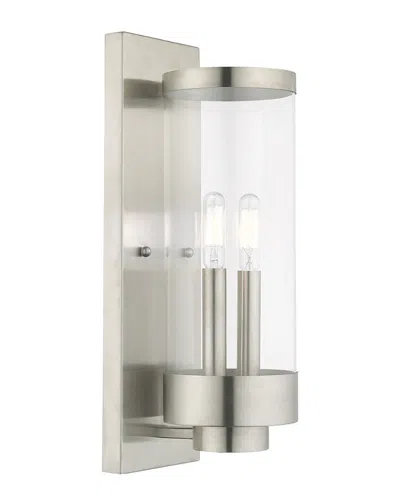 Livex Lighting Livex Hillcrest 2 Light Brushed Nickel Outdoor Wall Lantern In Gray