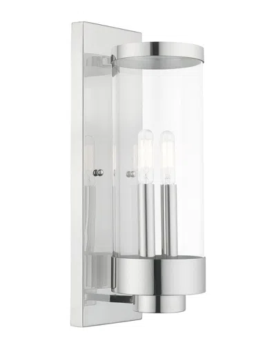 Livex Lighting Livex Hillcrest 2 Light Polished Chrome Outdoor Wall Lantern In Silver