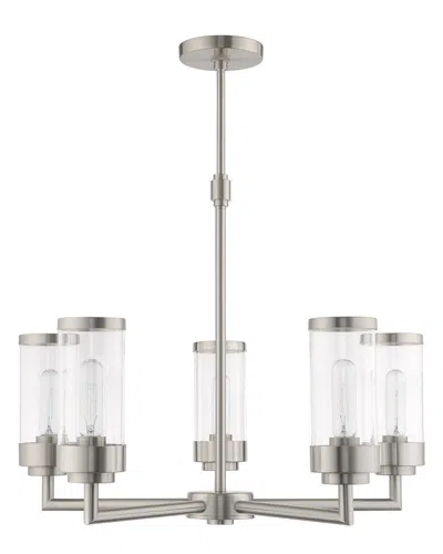Livex Lighting Livex Hillcrest 5 Lt Brushed Nickel Chandelier In Gray