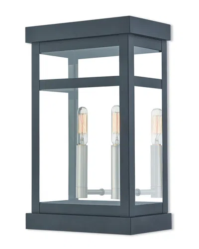 Livex Lighting Livex Hopewell 2 Light Bk Outdoor Wall Lantern In Blue