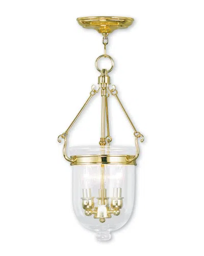 Livex Lighting Livex Jefferson 3-light Polished Brass Chain Lantern In Gold