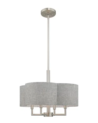 Livex Lighting Livex Kalmar 4 Lt Brushed Nickel Pendant Chandelier In Gray