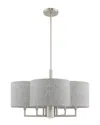 Livex Lighting Livex Kalmar 6 Lt Brushed Nickel Pendant Chandelier In Gray