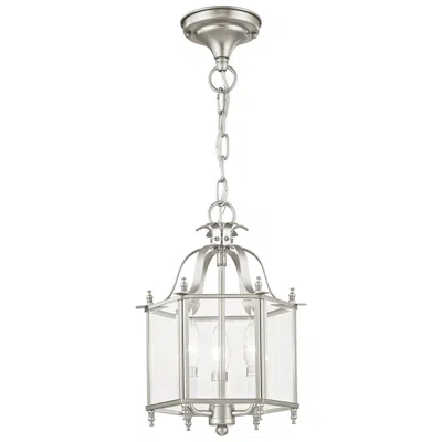 Livex Lighting Livex Livingston 9.5" Wide Nickel And Glass Hexagonal Lantern Pendant