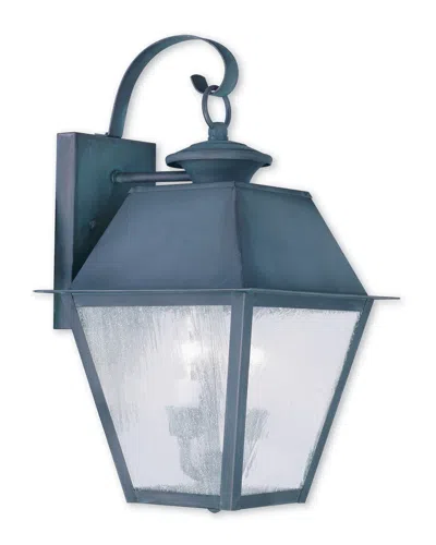 Livex Lighting Livex Mansfield 2-light Charcoal Outdoor Wall Lantern In Blue