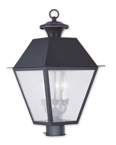 Livex Lighting Livex Mansfield 3-light Bronze Outdoor Post Lantern In Black