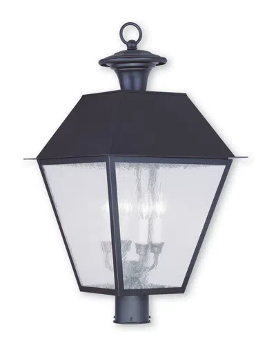 Livex Lighting Livex Mansfield 4-light Bronze Outdoor Post Lantern In Black