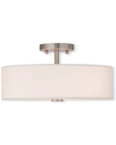 Livex Lighting Livex Meridian 3-light Brushed Nickel Ceiling Mount In Silver