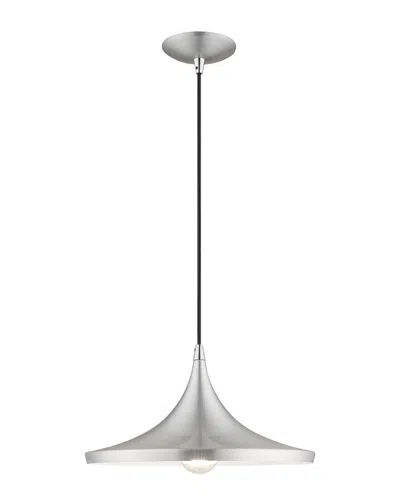 Livex Lighting Livex Metal Shade 1 Lt Brushed Aluminum Mini Pendant In Gray