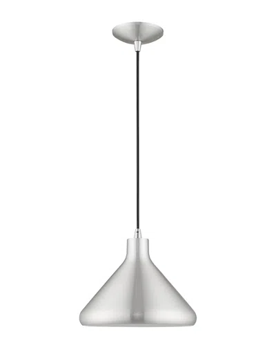 Livex Lighting Livex Metal Shade 1 Lt Brushed Aluminum Mini Pendant In Silver